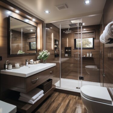 Vintage-style bathroom featuring a large mirror
