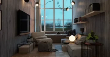 Create a cozy reading nook in a long living room